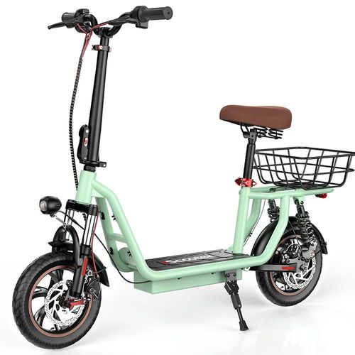 Trottinette Électrique Iscooter Avec Siège I12 Vert 500w 36v7.5ah Autonomie 30-35km 12"Pneu Double Absorption Des Chocs