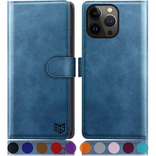 KAL-Etui Coque Pour Iphone 14 Pro Max 6.7" [Rfid Blocage] [Magnétique Protection] Fentes Pour Cartes Protection Etui Housse Premium En Cuir Pu Pour Apple 14 Pro Max Etui Portefeuille Bleu Clair