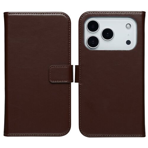 Selencia Étui portefeuille en cuir véritable iPhone 17 Pro Max Marron
