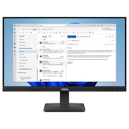 Lenovo Thinkvision S24-4e - Écran Led - 24" (23.8" Visualisable) - 1920 X 1080 Full Hd (1080p) @ 100 Hz - Ips - 250 Cd/M² - 1300:1 - 4 Ms - Hdmi, Vga - Noir Corbeau