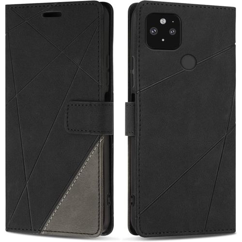 Coque Pour Google Pixel 5, Housse En Pu Portefeuille Livre Pour Google Pixel 5, Emplacements Cartes, Fonction Support, Noir