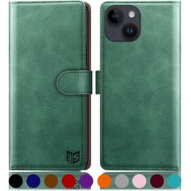 Eryi-Etui Coque Pour Iphone 15 Plus 6.7"" [Rfid Blocage] [Magnétique Protection] Fentes Pour Cartes Protection Etui Housse Premium En Cuir Pu,Apple 15 Plus Etui Portefeuille Vert Clair