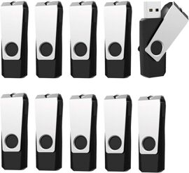 Lot De 10 Clés Usb 4 Go 2.0, Clef Usb 4Go Pivotante Disque U Mémoire De Stockage Externe Flash Drive Pendrive (Noir)