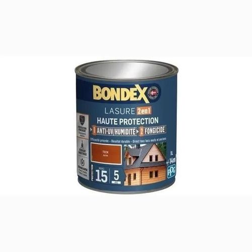BONDEX - Lasure 2en1 Indice 15 / 5 ans - Teck - Satin - 1L