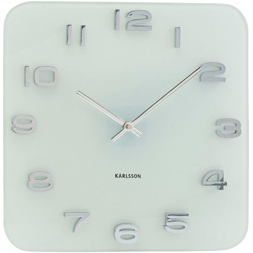 Horloge carrée vintage en verre 35 cm Blanc