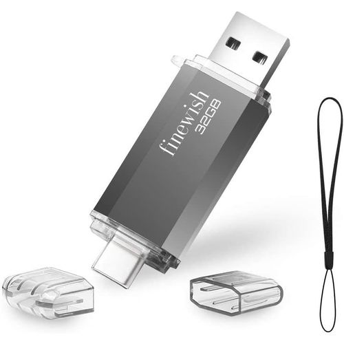32GB USB Flash Drive 2 in 1 USB C Pendrive 32GB Portable Flash Drive 32GB Type C Memory Stick 32GB for Huawei Xiaomi Oneplus OTG Android TV Devices (Grey)