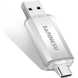 USB 3.0 Flash Drive USB C 256GB USB-A & Type-C OTG Dual Memory Stick for PC/Tablet/Laptop/Cell Phone Type C (Silver)