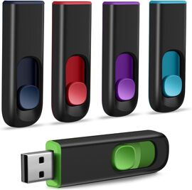 Clé USB 2.0 16Go Lot de 5 USB Flash Drive Rétractable Mémoire Stick Stockage Données Pendrive, Clé USB 2.0 Memory Stick Flash Drive Noir