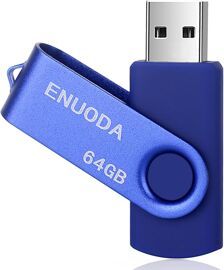 Clé USB 64 Go Clef USB 2.0 Flash Drive Mini Portable Grande Capacité Mémoire Stick avec Lumière LED pour Le Stockage et la Sauvegarde (Bleu)