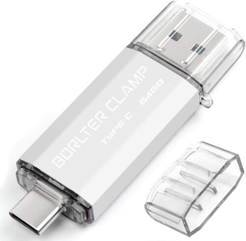 Clé USB 64 Go, Dual Port OTG USB 3.0 Mémoire Stick Aves Type C Port, U Disque Compatible pour Smartphone Android, Tablette et Ordinateur (Argenté)