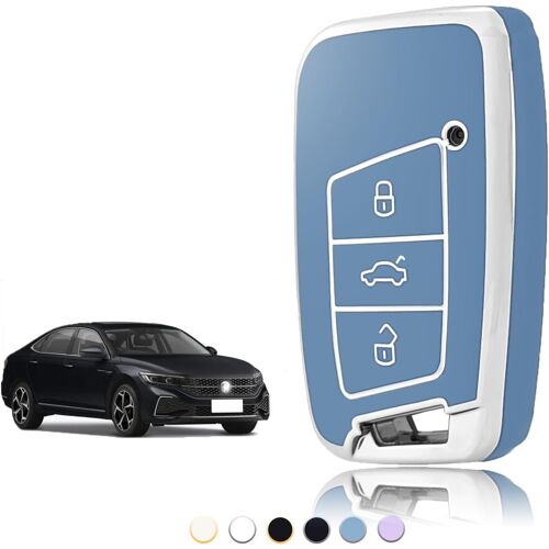 Coque Clé,Etui Cles Étui Clés Adapté Pour Vw Volkswagen Passat B8 Golf 7 Tiguan T-Cross Polo Cc Seat Leon Ibiza Skoda Superb Kodiaq,Couvre Clef Cache Cle Voiture Telécommande-Smart Key.[D195]