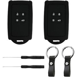 2 Pièces Coque De Clé De Voiture 4 Boutons Coque De Protection En Silicone Pour Clé De Voiture Avec 2 Anneaux Ressort Et 2 Gadgets Pour Clio/Espace 5/Master Bus/Talisman