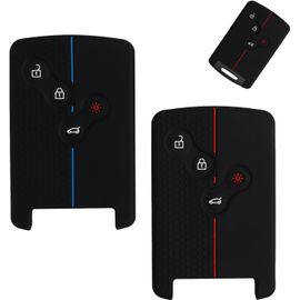 Protection Coque Clé Pour Clio Scenic Megane Duster Sandero Captur Twingo Koleos,2pc Coque De Clé De Voiture En Silicone Clio-4 Boutons (Rouge + Bleu)