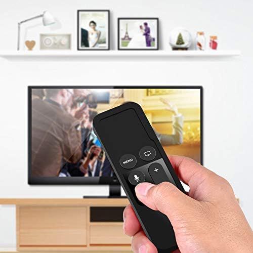 Coque en Silicone pour Apple TV 4 K/4ème génération Télécommande, léger, antidérapant et Coque de Protection sécurisée pour Apple TV 4 K Siri télécommande avec Crochets - Noir