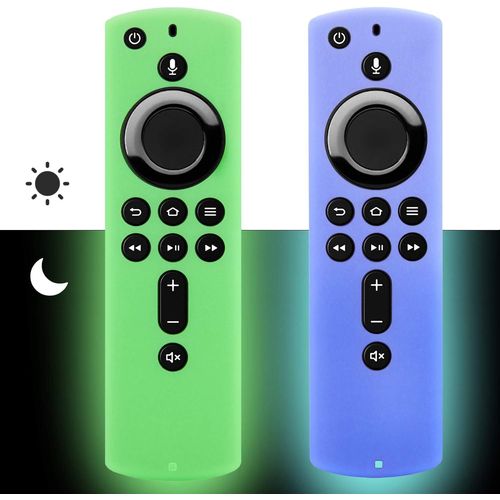 Firestick Lot de 2 coques de protection pour télécommande vocale Alexa Fire TV Stick 4K (vert et bleu ciel)