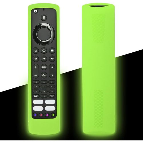 Housse Coque en Silicone pour JVC/Bush/Toshiba/Xiaomi/Fire TV Télécommande Vocale, Etui de Protection pour JVC Télécommande, Antidérapage, Antisismique, Lavable (Vert Lumineux)