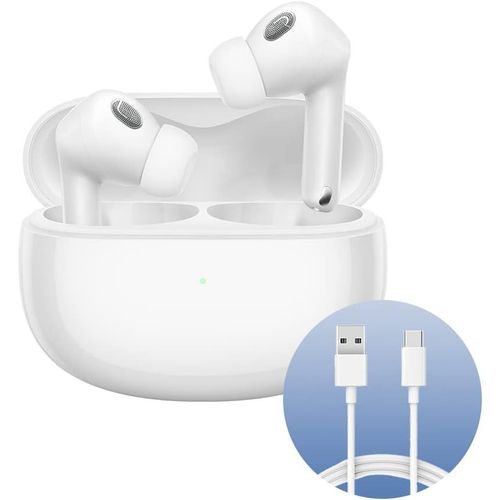 Buds 3T Pro (Gloss White) Avec Câble Usb-C 1 M, Connexion Bluetooth 5.2, Annulation Du Bruit Jusqu'À 40 Db, Recharge Sans Fil, Résistante À La Poussière Et À L'Eau, Version Italienne