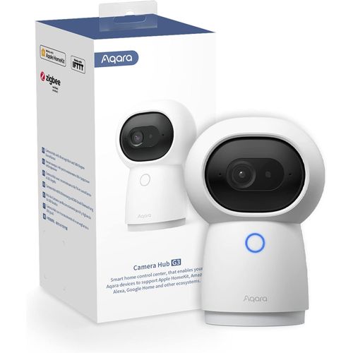 MONDODIGITALE-2K Pt Camera Interieur Wifi 2,4/5 Ghz Hub G3,Reconnaissance Du Visage Et Des Gestes,Télécommande Infrarouge,Camera 360°,Fonctionne Avec Homekit Secure Video,Alexa,Google Assistant