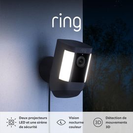 Caméra Spotlight Plus sans fil (Spotlight Cam Plus Battery)| Caméra surveillance extérieure wifi, vidéo HD 1080p, audio bidirectionnel, projecteurs LED | Essai Home gratuit 30 j.