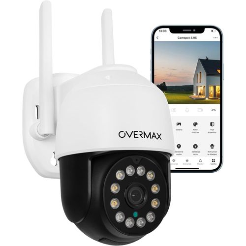 CAMSPOT 4.95 PTZ Caméra Extérieure, Caméra Surveillance extérieure, QHD 4MPx, Mode Nuit Couleur 60 m Caméra PTZ 355°/90°, Angle de Vue 100° Détection de Mouvements, Alarme (Black)