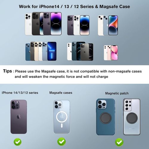 KALANKA-Compatible Support Voiture Chargeur et iPhone 15 Pro Max, Attraction Magnétique Super Forte Support Téléphone Voiture, Compatible L'iPhone 15 14 13 12 Pro Max Mini et Les Étuis¿