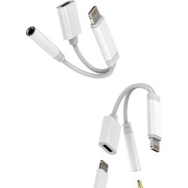 Loc-Adaptateur Lightning Vers Jack 3,5 Mm Accessoires(2 Pack)Chargeur Écouteurs Câble Aux Pour Apple Pour Iphone 14 13 12 11 Pro Max Pour Ipad Air Voiture Casque Dongle Charge Convertisseur