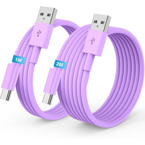 Carplay Câble USB A vers USBC pour iPhone 16 iPhone 15 Pro Max Chargeur cordon 1M+2M,[Certifié MFi] Cable USB Chargeur pour Apple iphone 16 15 Plus Voiture Charge Rapide pour Samsung,iPad Pro-violet