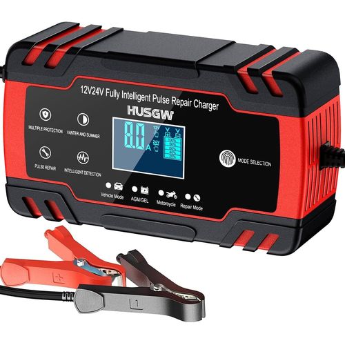 Chargeur Batterie Voitures 12v/24v 8a, Chargeur De Batterie Intelligent Moto Avec Fonction Réparation, Maintien De Charge Auto, Écran Lcd, Pour Voiture Moto Camion, Agm, Gel, Wet, Sla (8-100 Ah)