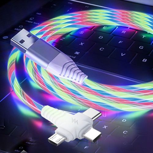 THEF-Câble de charge 3 en 1 charge rapide, allumez le chargeur de téléphone multi LED Android câble USB C câble micro USB type C décorations de fête sur le thème des fêtes enfants garçons filles cade