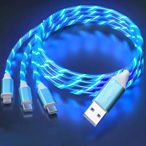 DDA-Câble de charge 3 en 1 charge rapide, allumez le chargeur de téléphone multi LED Android câble USB C câble micro USB type C décorations de fête sur le thème des fêtes enfants garçons filles cadea