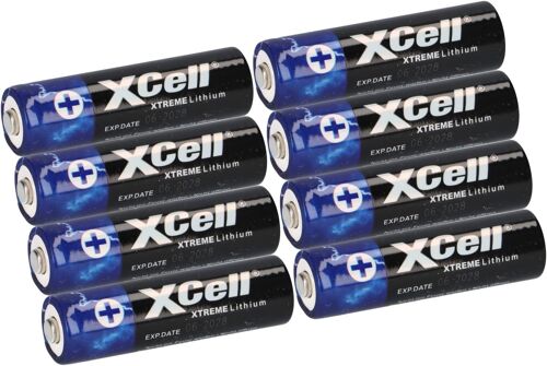 Xtreme Lot de 8 piles au lithium AA Mignon FR6 L91 XCell haute capacité Extrêmement légères Environ 700 % de puissance en plus