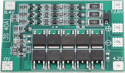 SUBZONAL-Carte de Batterie au Lithium 3S 12V 40A, Carte PCB avec équilibrée pour une Rapide et Sûre, Surcharge