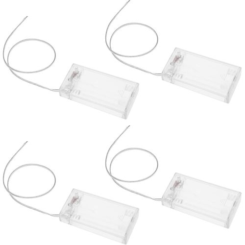 Yemaesre-4 Pièces 2aa Boîte De Support De Batterie Boîtier Transparent Fermé Support De Pr De Batterie Clair Avec Interrupteur Marche/Arrêt Fils D'extension Fils Pince À Ressort De Pr Transparent