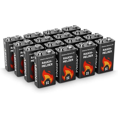 16x Pile 9V alcalines-Piles 9V Longue duree et étanches-Piles pour détecteurs d'incendie,détecteurs de Mouvement,monoxyde de Carbone-Batterie 9V,Pile 6LR61 9V,Pile alcaline 9V