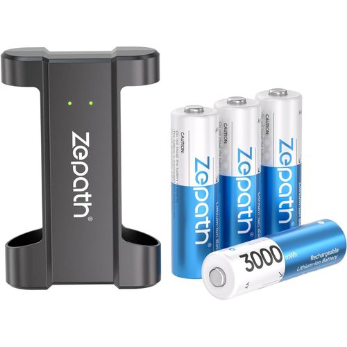 KGABERY-Pile Rechargeables Aa Lithium 4 Pack,3000 Mwh Haute Capacité-Piles Lithium Aa 1,5 V Constantes,Plus De 1600 Cycles De Vie Pour Une Durée De Vie Longue