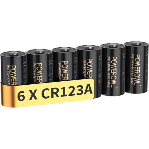 CR123A Piles au Lithium 6 Pièces 3 V, Haute Capacité 123 A 123 C123 Piles, Puissance Longue Durée