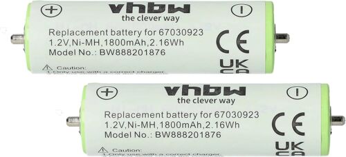 2X Batteries pour rasoirs/tondeuses Compatible avec Braun Series 1, Series 3, SmartControl (1800mAh, 1,2V, NiMH)