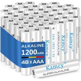 Piles AAA alcalines,Lot de 48-Pile AAA 1,5V LR03-Petite Pile Anti-Fuite,Anti-Corrosion Idéale pour Un Usage Quotidien