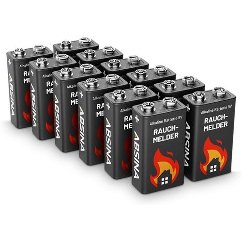 12x Pile 9V alcalines-Piles 9V Longue duree et étanches-Piles pour détecteurs d'incendie,détecteurs de Mouvement,monoxyde de Carbone-Batterie 9V,Pile 6LR61 9V,Pile alcaline 9V