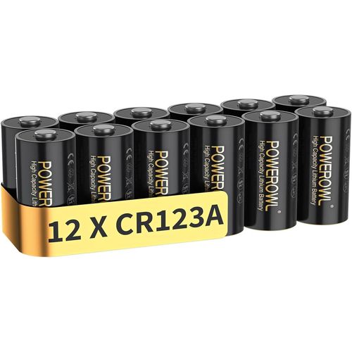 CR123A Piles au Lithium 12 Pièces 3 V,Haute Capacité 123 A 123 C123 Piles,Puissance Longue Durée