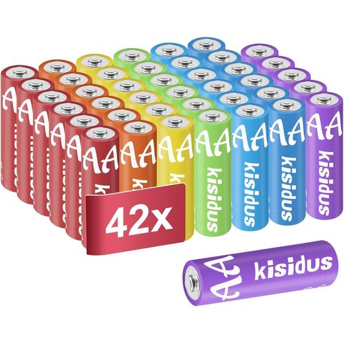 Piles AA 1.5V Pile LR6 Alcaline Coloré en 7 Couleurs pour Le Quotidien Lot de 10/21/42 pcs