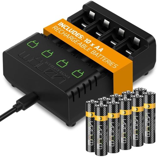 KGABERY-Station De Recharge Avec 10 Piles Aa 1000 Mah Rechargeables