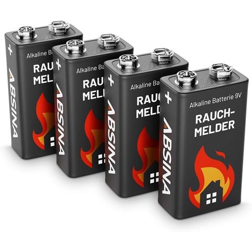 4X Pile 9V alcalines-Piles 9V Longue duree et étanches-Piles pour détecteurs d'incendie,détecteurs de Mouvement,monoxyde de Carbone-Batterie 9V,Pile 6LR61 9V,Pile alcaline 9V