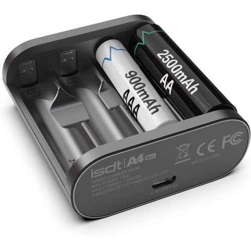 A4AIR Chargeur de Piles Universel,Chargeur Piles pour AA/AAA avec Port Type-C Contrôle APP