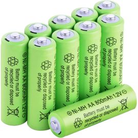KGABERY-Ni-Mh Piles Rechargeables Aa,10Pcs 800Mah 1,2V Haute Capacité Pré-Chargées Nimh Piles,Pour Frontale Led,Télécommande,Guirlandes Lumineuses