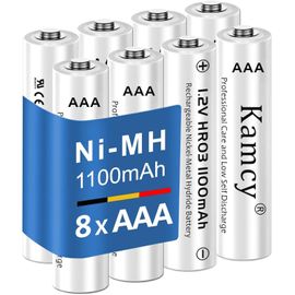 Piles AAA, Rechargeables, Lot de 8, Batterie Rechargeable AAA, 1100 mAh Ni-MH ¿ Piles Rechargeables pour Lampes solaires, décorations de Jardin, etc