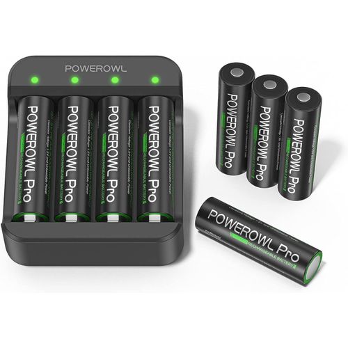 8 Aa Piles Au Lithium Avec Chargeur De Batterie, Haute Capacité Longue Durée 1,5 V Aa Pour Appareils High-Tech