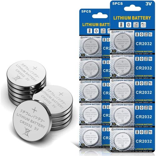 TYE-CR2032 Lot de 10 piles bouton au lithium CR2032 3 V
