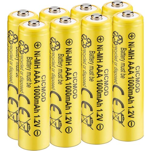 Piles Rechargeables Ni-Mh Aaa 1000mah,Hr03 1.2v Haute Capacité,Aaa Batterie Rechargeables,Lot De 8 Pour Produits Solaires,Électroniques Quotidiens