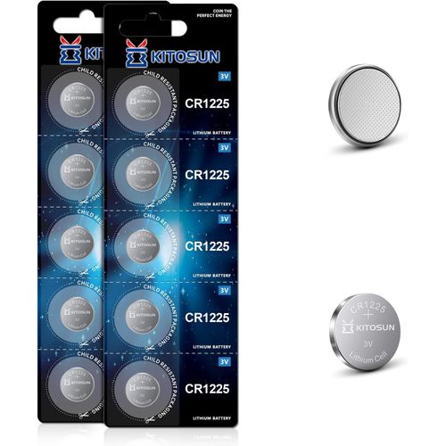 Cr1225 Pile Lithium Bouton Batterie 3v - 3 Volt Cr 1225 Piles Pour Vicks Thermomètre Numérique Équipement Médical Télécommande De Clé De Voiture Montre Calculatrice (10 Pièces)
